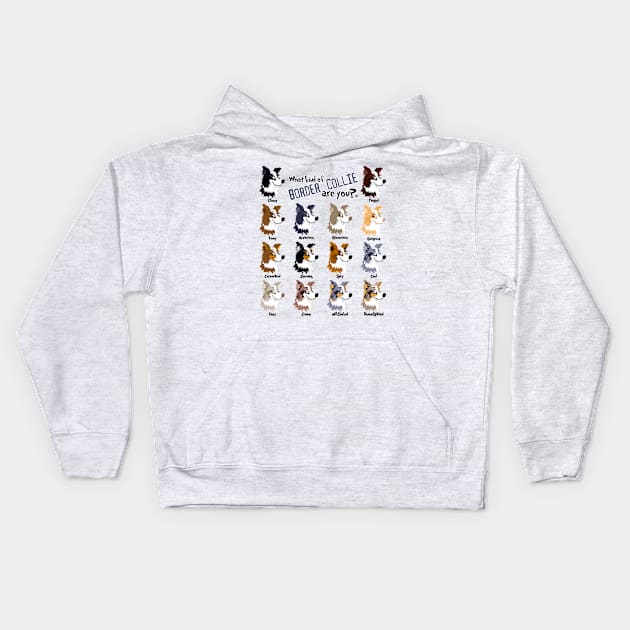Border Collie Colors Kids Hoodie by DoggyGraphics
